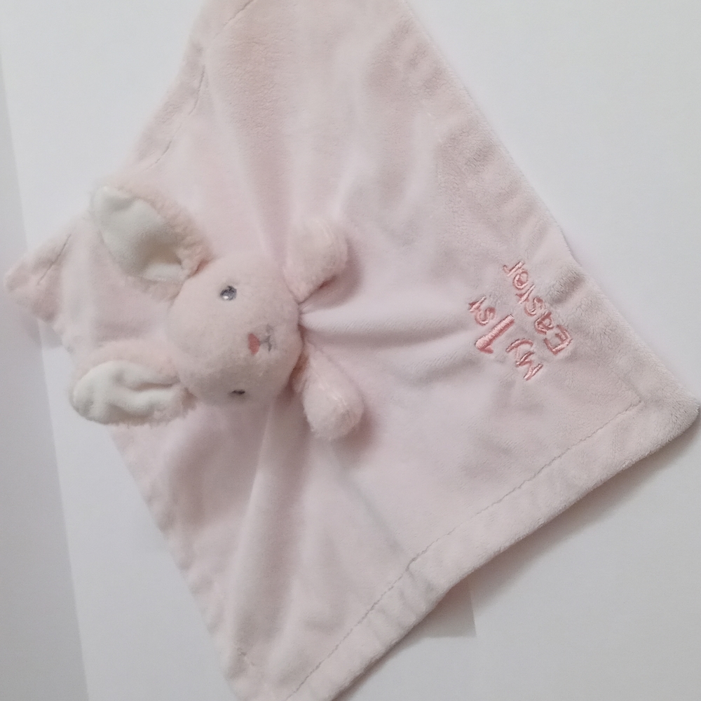 Lovie,Lovey, one size pink baby rattler bunny fleece blanket (B18) (P)